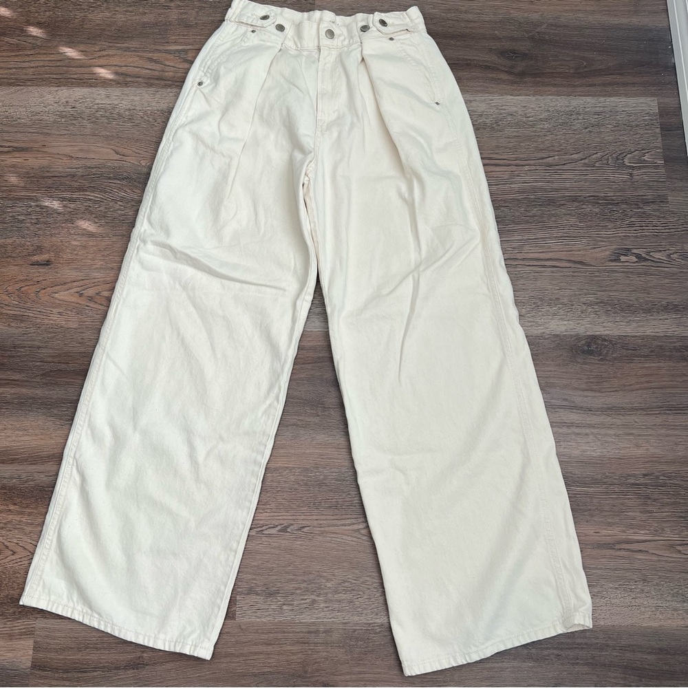 Women’s Wide Leg Jeans - Cream High-Rise